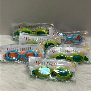 Kids Swim Goggles - Green & Blue (Pack of 6)
